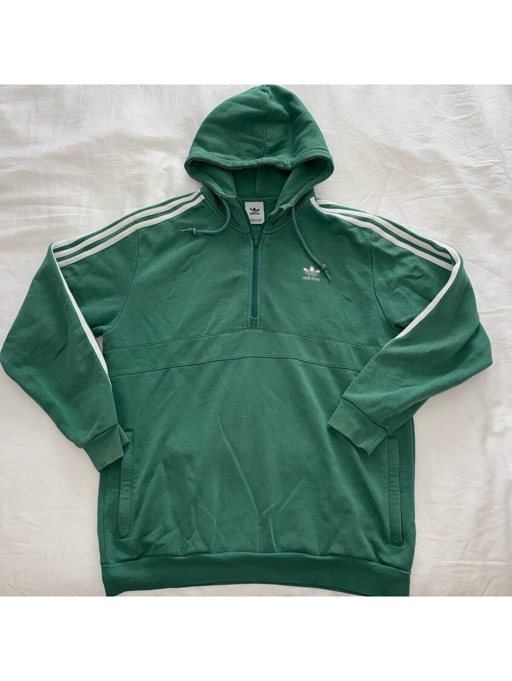 Adidas Men's Green Half Zip Hoodie Large